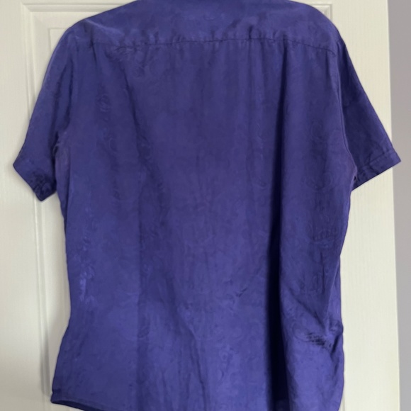 Robert Graham Shortsleeved Button Down Silk Shirt - Purple Paisley Print - Picture 3 of 3
